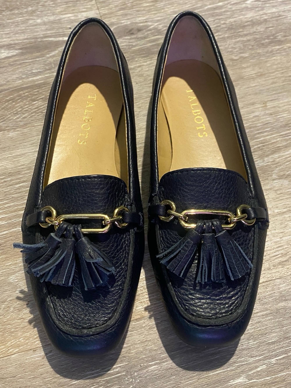 Talbots Navy Leather Tassel Loafers Slip-On 5.5